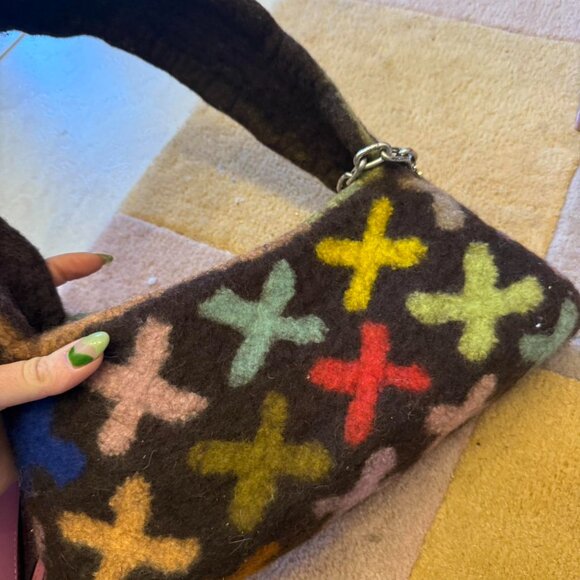 Carboot handmade made to order very very rare felted shoulder bag made cross - Picture 5 of 9
